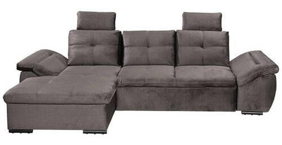 ECKSOFA in Mikrovelours Graubraun - Graubraun/Schwarz, KONVENTIONELL, Kunststoff/Textil (170/275cm) - Carryhome