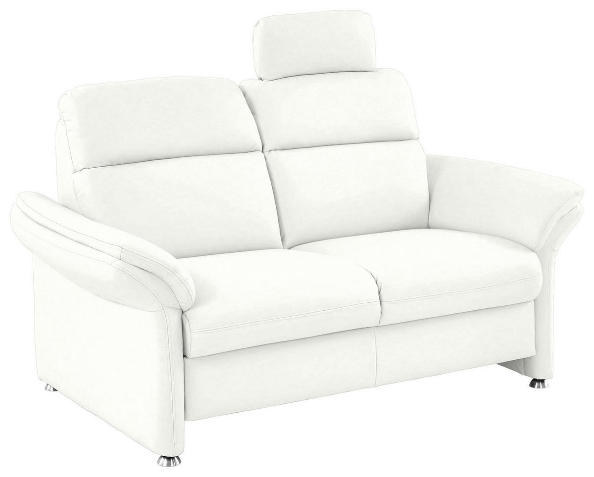 2-SITZER-SOFA in Echtleder Weiss  - Weiss/Alufarben, Konventionell, Leder/Metall (170/96/92cm) - Beldomo Premium