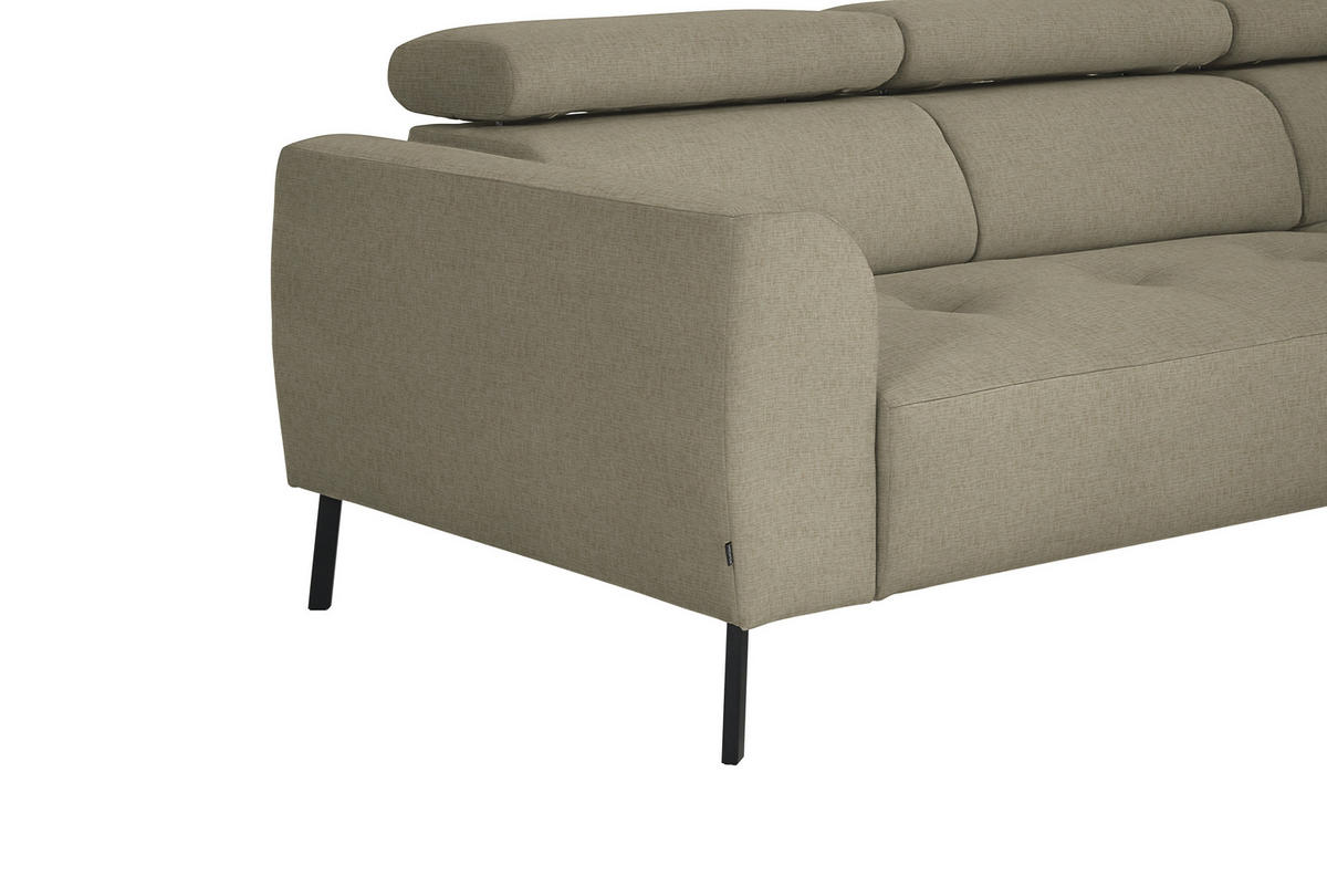 ECKSOFA in Chenille Beige  280/205 cm  - Beige/Schwarz, Design, Textil/Metall (280/205cm) - Xora