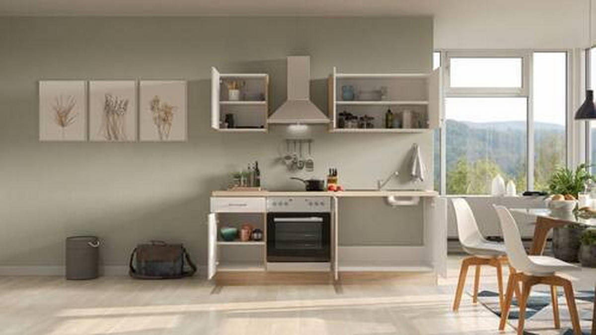 KUCHYŇSKÁ LINKA NEPAL 210 - Sonoma dub/kašmírová, Moderní, kov/kompozitní dřevo (210cm) - FlexWell