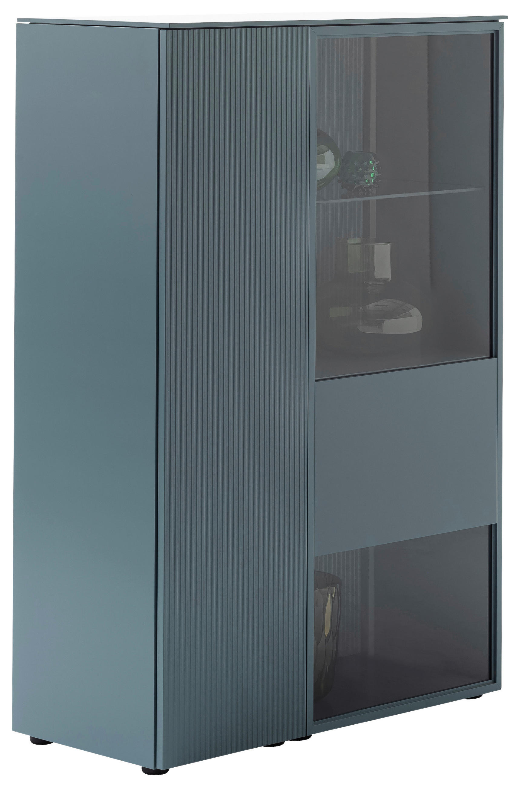 HIGHBOARD Blaugrau  100/146,8/45 cm  - Blaugrau/Schwarz, Design, Glas/Holzwerkstoff (100/146,8/45cm) - Schöner Wohnen