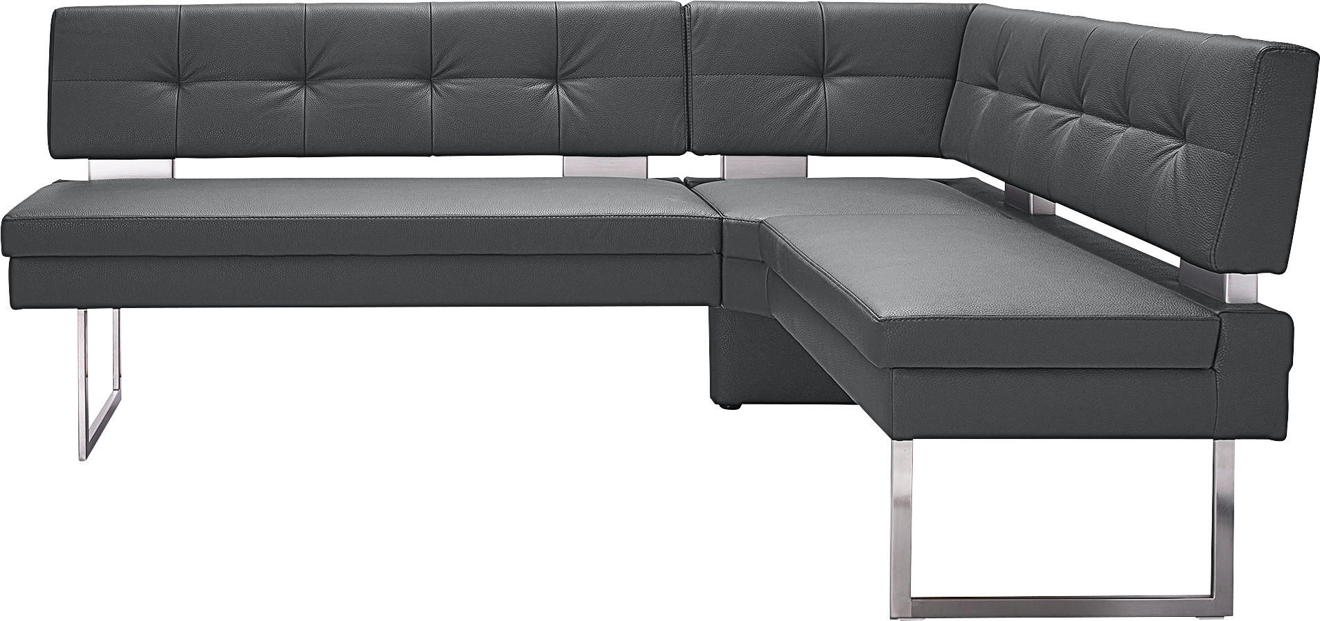 ECKBANK 200/158 cm  in Grau, Edelstahlfarben  - Edelstahlfarben/Grau, Design, Textil/Metall (200/158cm) - Dieter Knoll