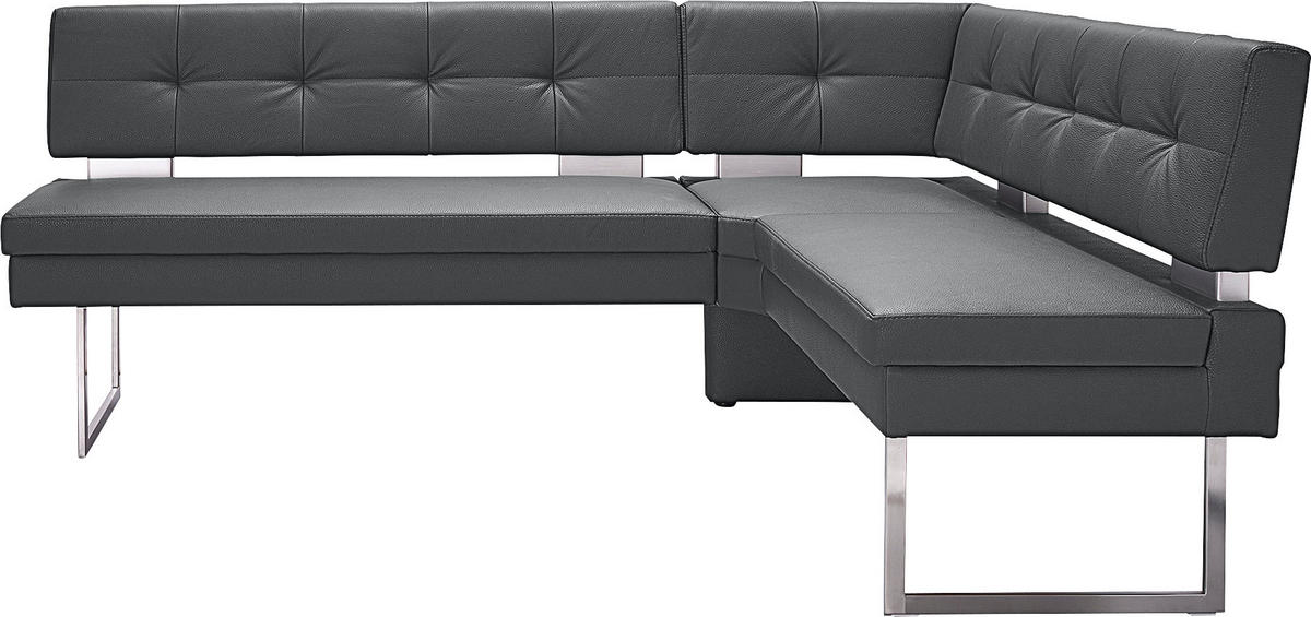 ECKBANK 200/158 cm  in Grau, Edelstahlfarben  - Edelstahlfarben/Grau, Design, Textil/Metall (200/158cm) - Dieter Knoll