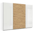 SCHWEBETÜRENSCHRANK  in Eiche Artisan, Weiß Hochglanz  - Weiß Hochglanz/Alufarben, KONVENTIONELL, Holzwerkstoff/Metall (315/229/62cm) - Xora
