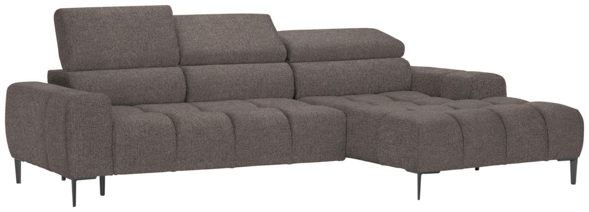 ECKSOFA in Webstoff Greige  - Greige/Schwarz, Design, Textil/Metall (270/177cm) - Welnova