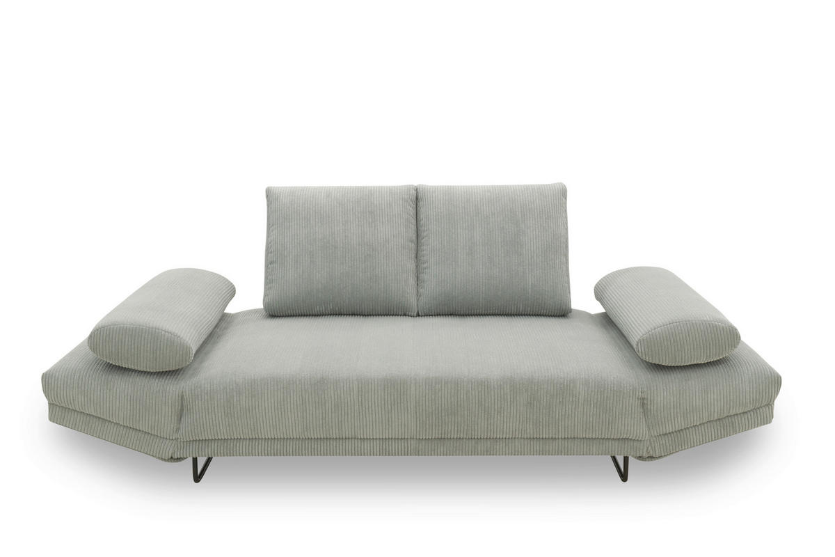 SCHLAFSOFA in Cord, Mikrofaser Hellgrau  - Hellgrau/Schwarz, Design, Textil/Metall (210/95/97cm) - MID.YOU