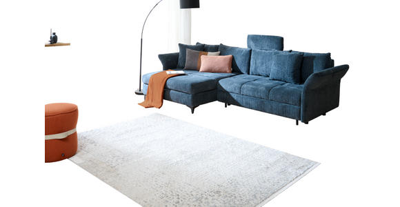 ECKSOFA Blau Chenille  - Blau/Schwarz, KONVENTIONELL, Textil/Metall (291/153cm) - Hom`in