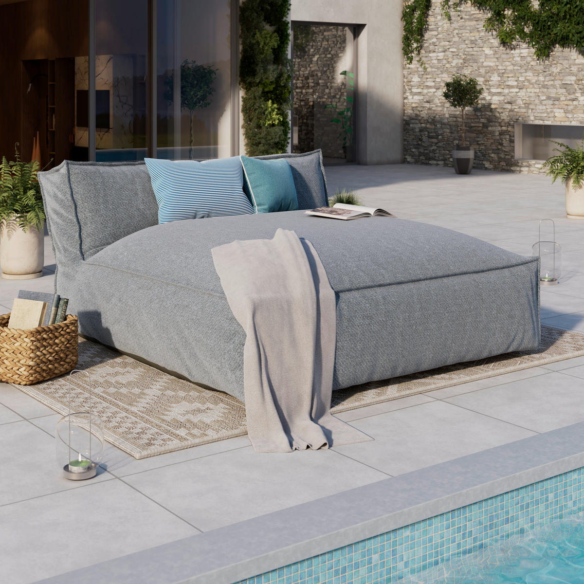 LOUNGESOFA 146/80/175 cm  - Grau, MODERN, Textil (146/80/175cm) - Ambia Garden