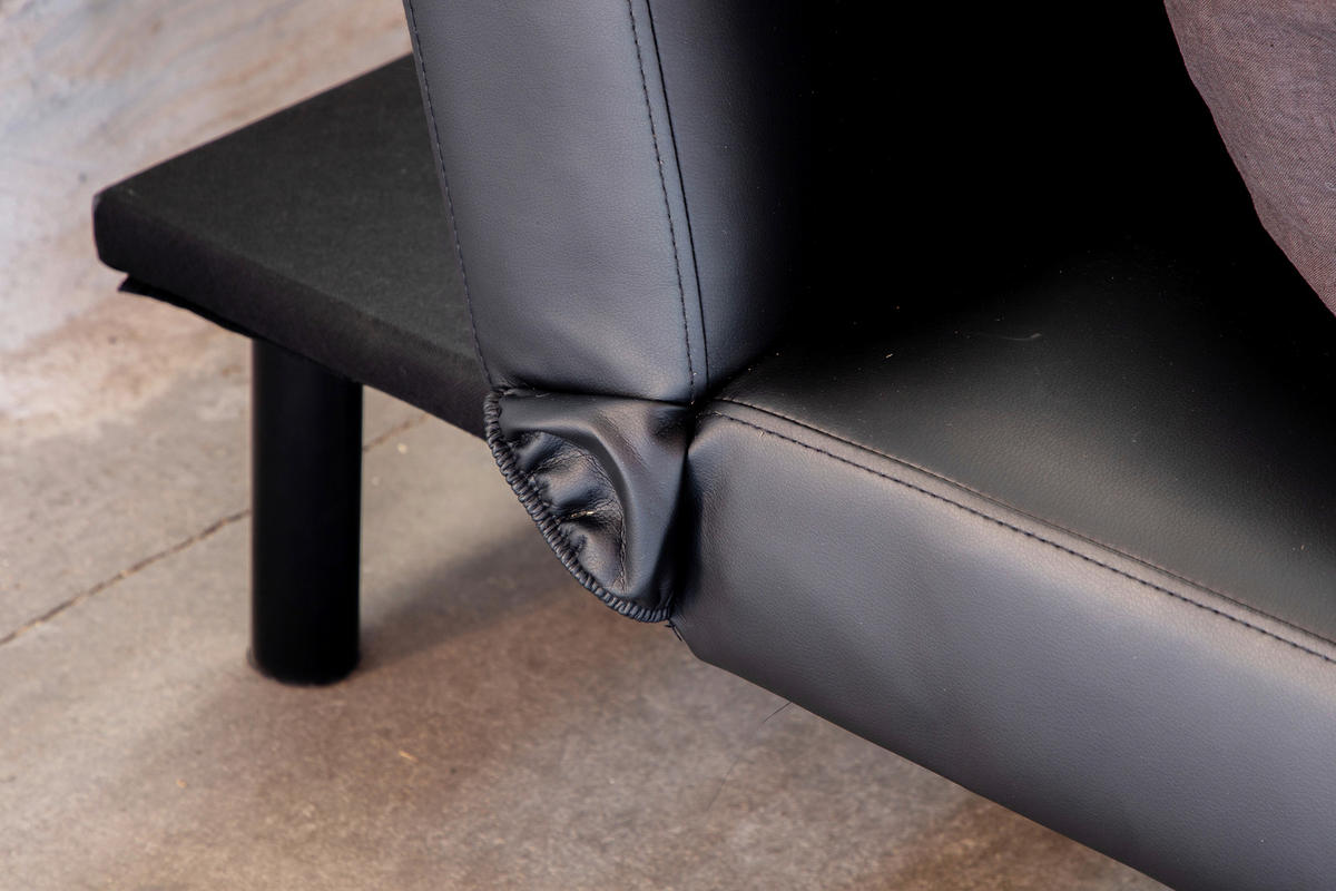 SCHLAFSOFA in Lederlook Schwarz  - Schwarz, Design, Textil/Metall (180/80/55cm) - Livetastic