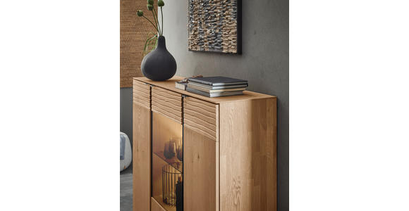 HIGHBOARD Eichefarben  139/127/44 cm  - Eichefarben/Anthrazit, Natur, Glas/Holz (139/127/44cm) - Valnatura