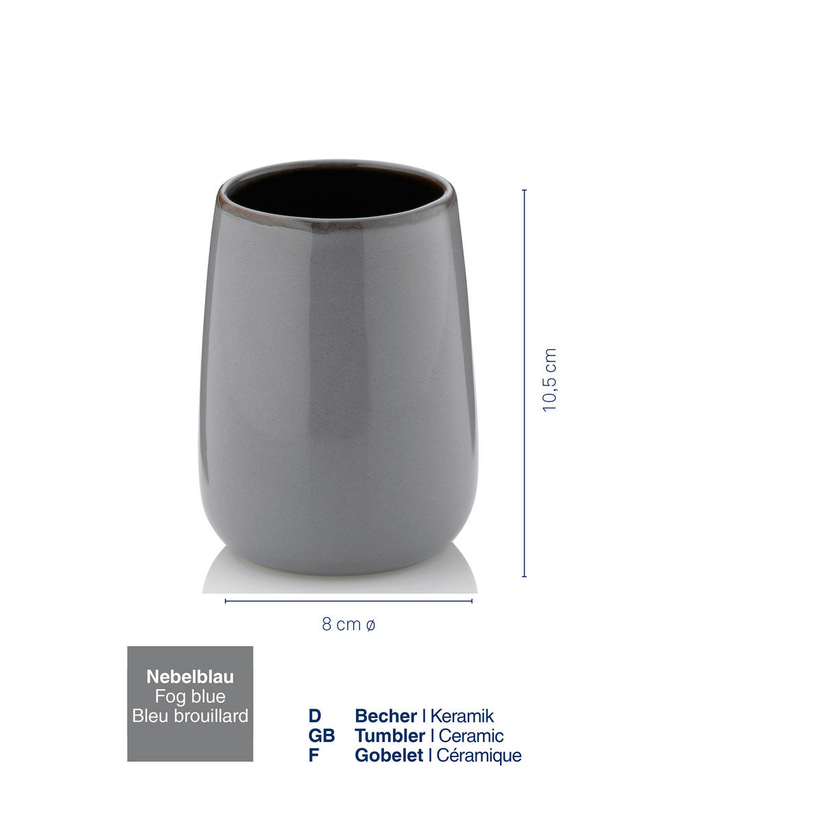 ZAHNPUTZBECHER Keramik  - Blau, Basics, Keramik (8/10,5cm) - Kela