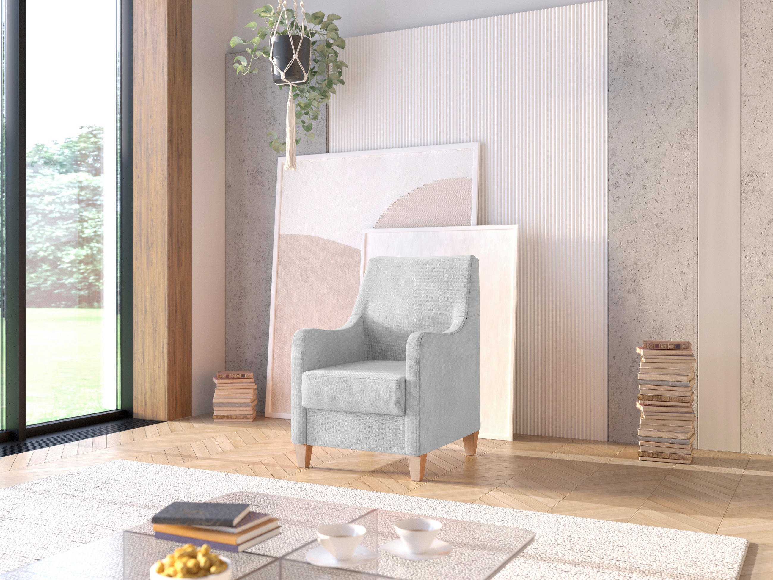SESSEL in Flachgewebe Silberfarben  - Eichefarben/Silberfarben, KONVENTIONELL, Holz/Textil (70/93/75cm) - Sit & More