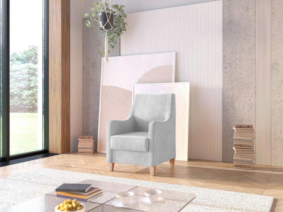 SESSEL in Flachgewebe Silberfarben  - Eichefarben/Silberfarben, KONVENTIONELL, Holz/Textil (70/93/75cm) - Sit & More