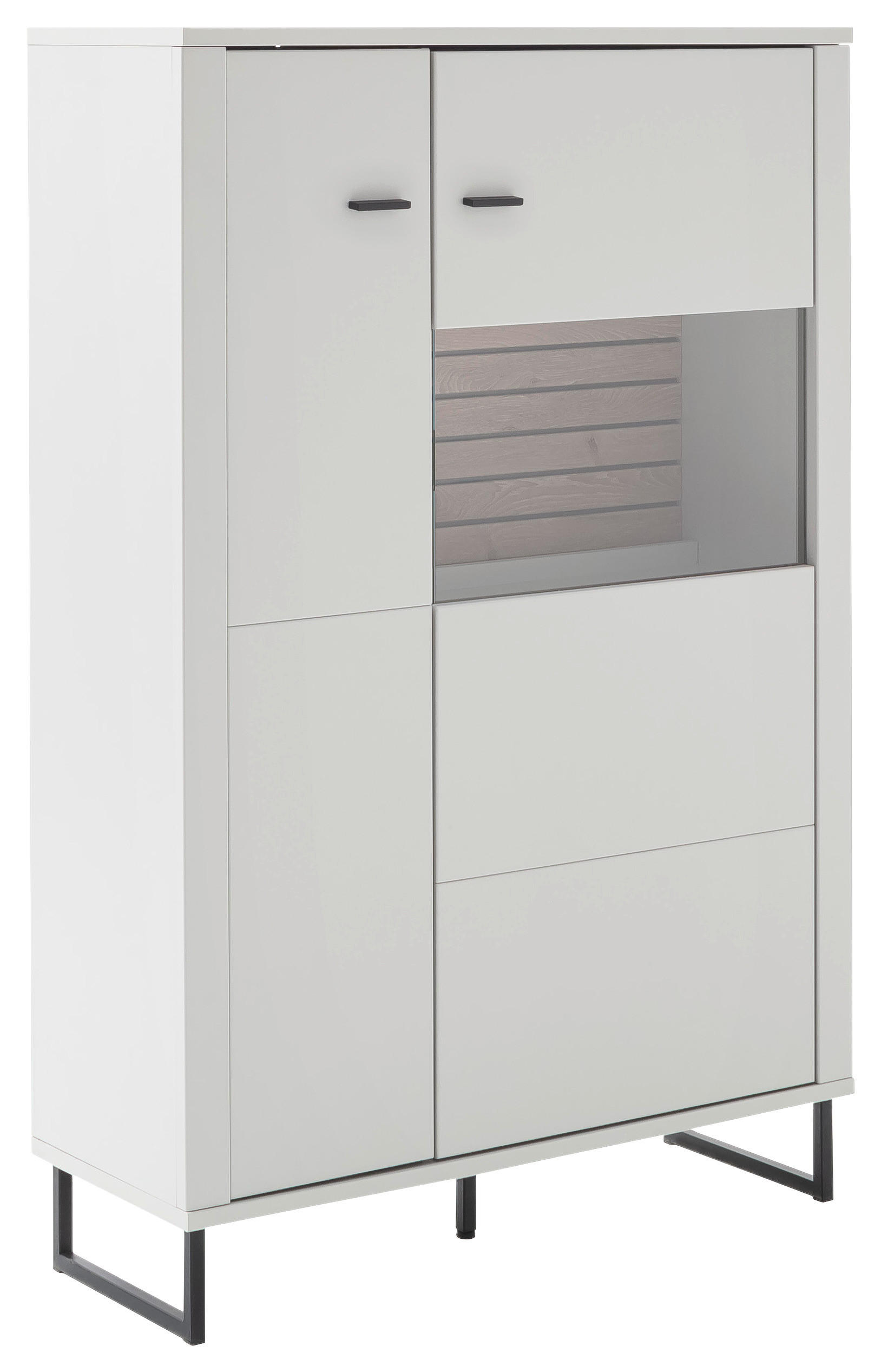 HIGHBOARD Weiss, Eichefarben  100/152/37 cm  - Weiss/Eichefarben, Design, Glas/Holzwerkstoff (100/152/37cm) - Stylife