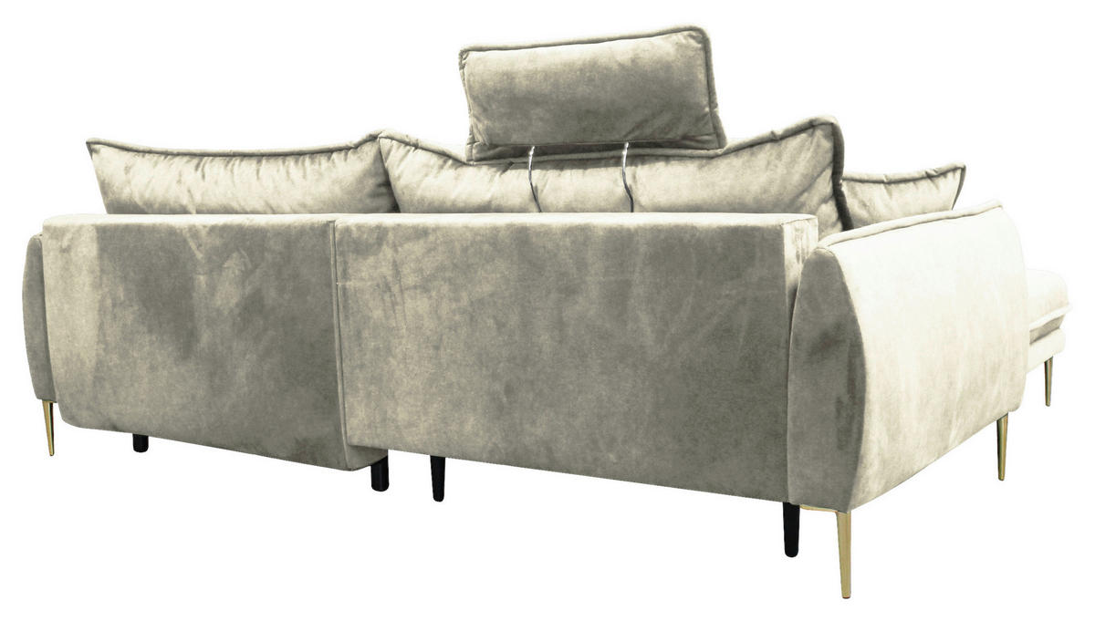 ECKSOFA in Velours Creme  196/264 cm  - Goldfarben/Creme, Design, Textil/Metall (196/264cm) - MID.YOU