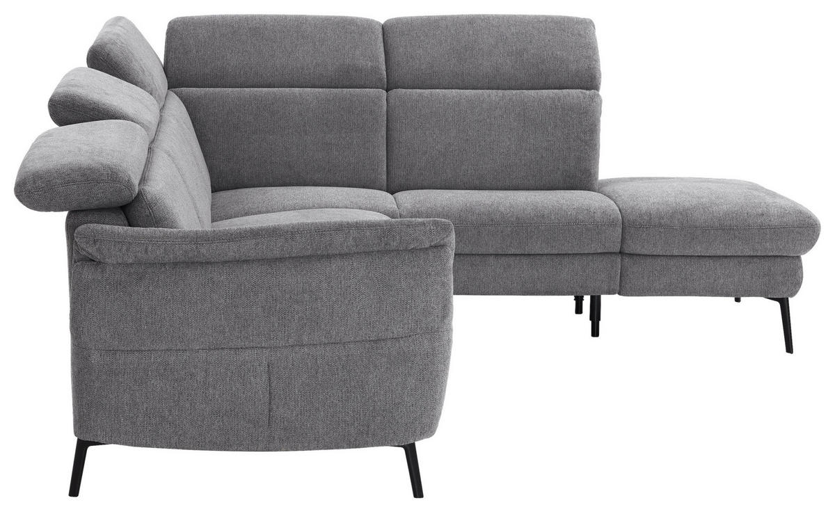 ECKSOFA in Struktur Grau  - Schwarz/Grau, Modern, Textil/Metall (275/235cm) - Cantus
