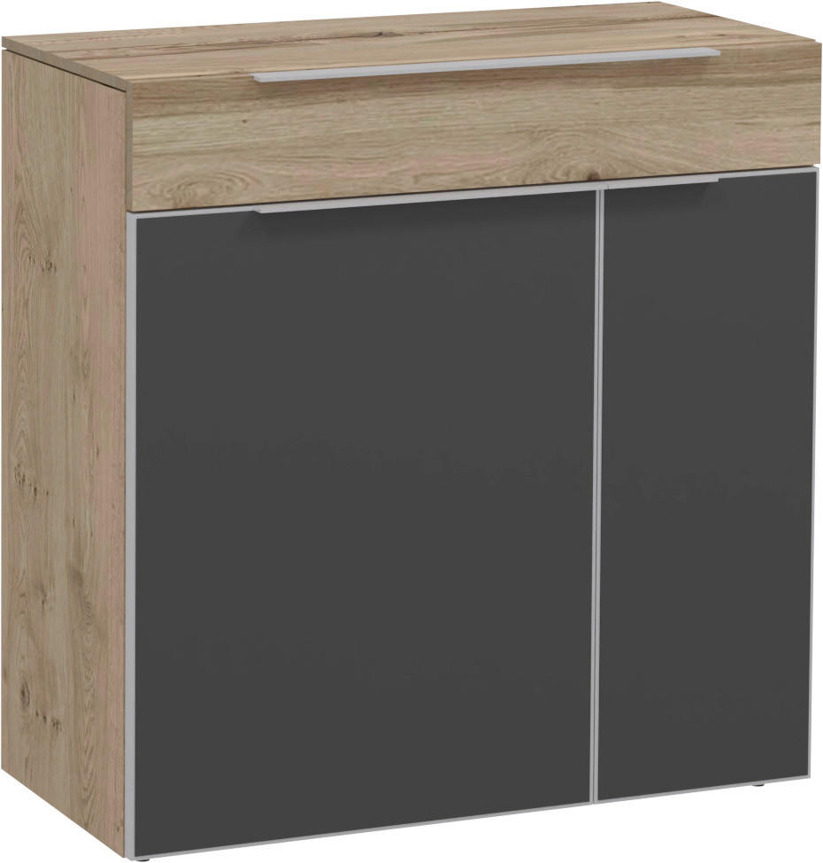 KOMMODE , 96/98/42,5 cm, 1 Schublade(n)  - Alteiche/Anthrazit, Design, Glas/Holz (96/98/42,5cm) - Voglauer