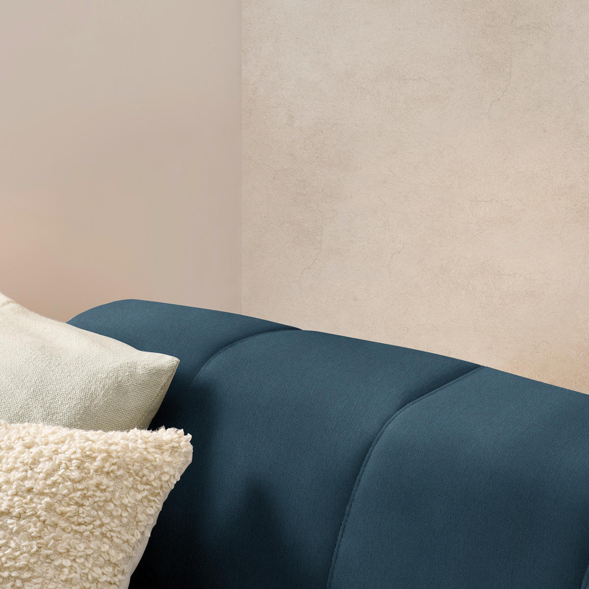 ECKSOFA in Chenille Blau  - Blau/Schwarz, Design, Textil/Metall (311/167cm) - Xora