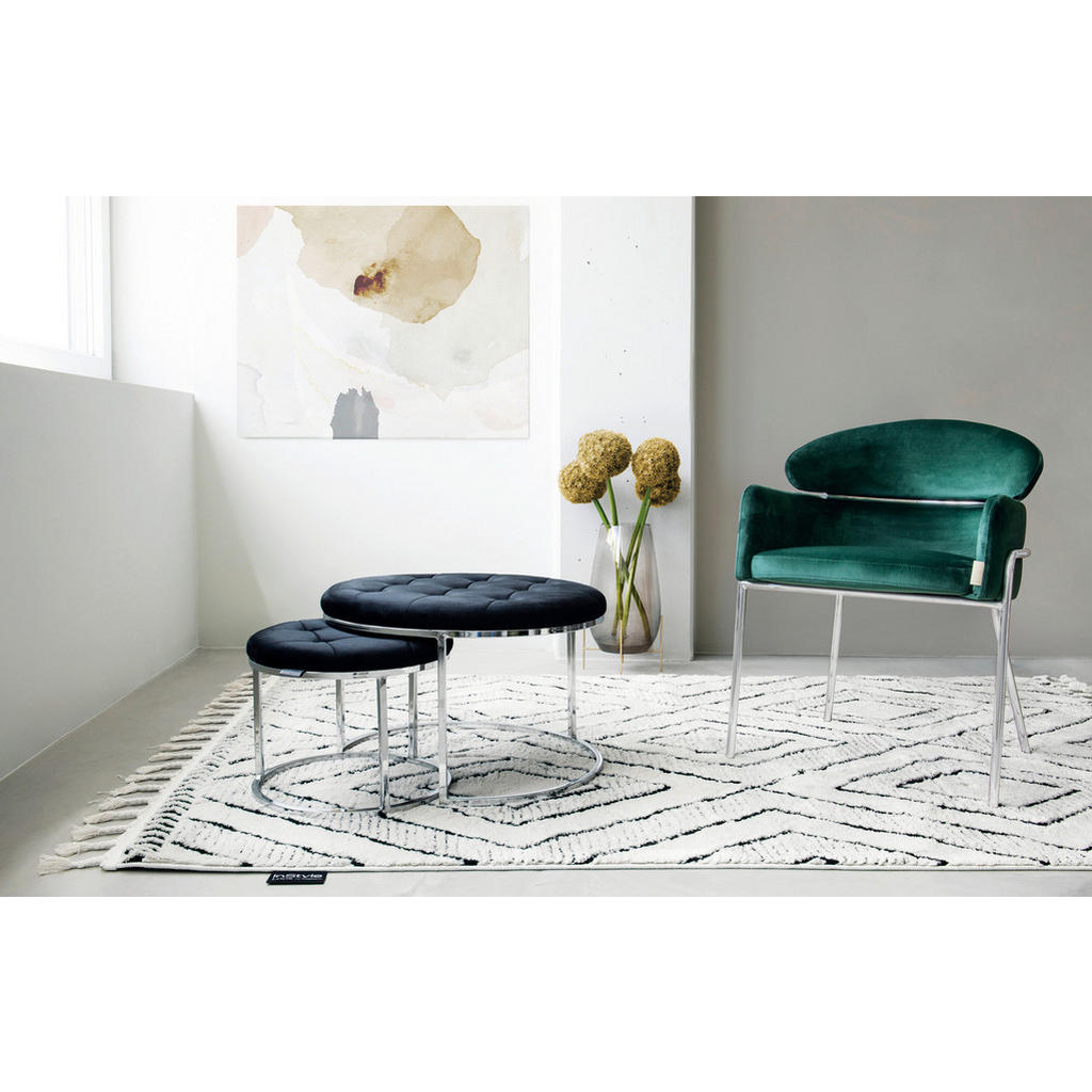 Thumbnail - Kayoom Hockerset, Schwarz, Silber, Textil, 2-teilig, 40x60x32 cm, Wohnzimmer, Hocker, Sitzhocker