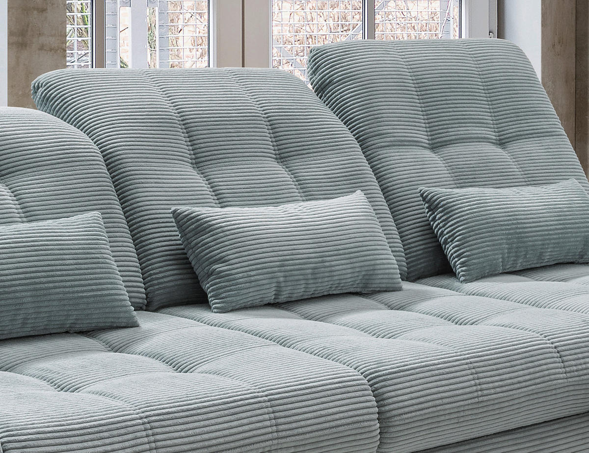 ECKSOFA in Cord Hellblau  - Schwarz/Hellblau, Modern, Textil/Metall (314/184cm) - Livetastic
