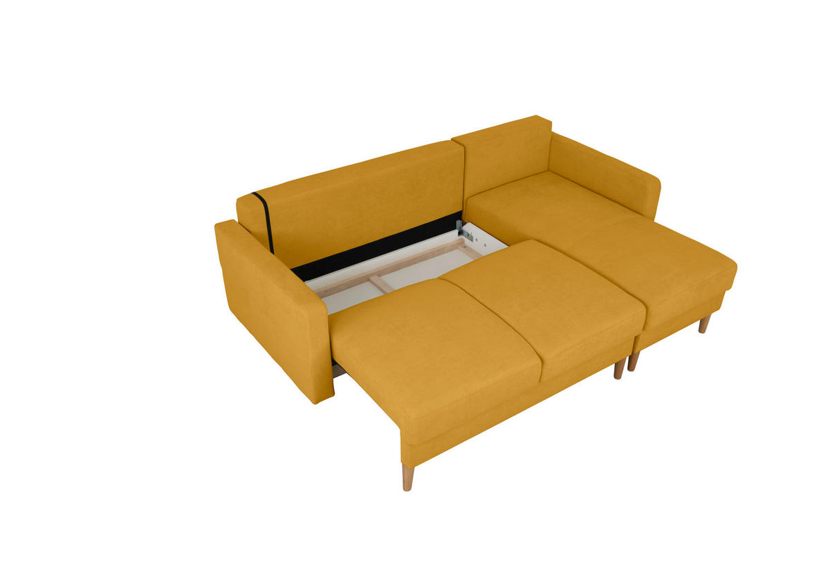 ECKSOFA in Gelb  - Gelb/Buchefarben, Design, Holz/Textil (223/157cm) - MID.YOU