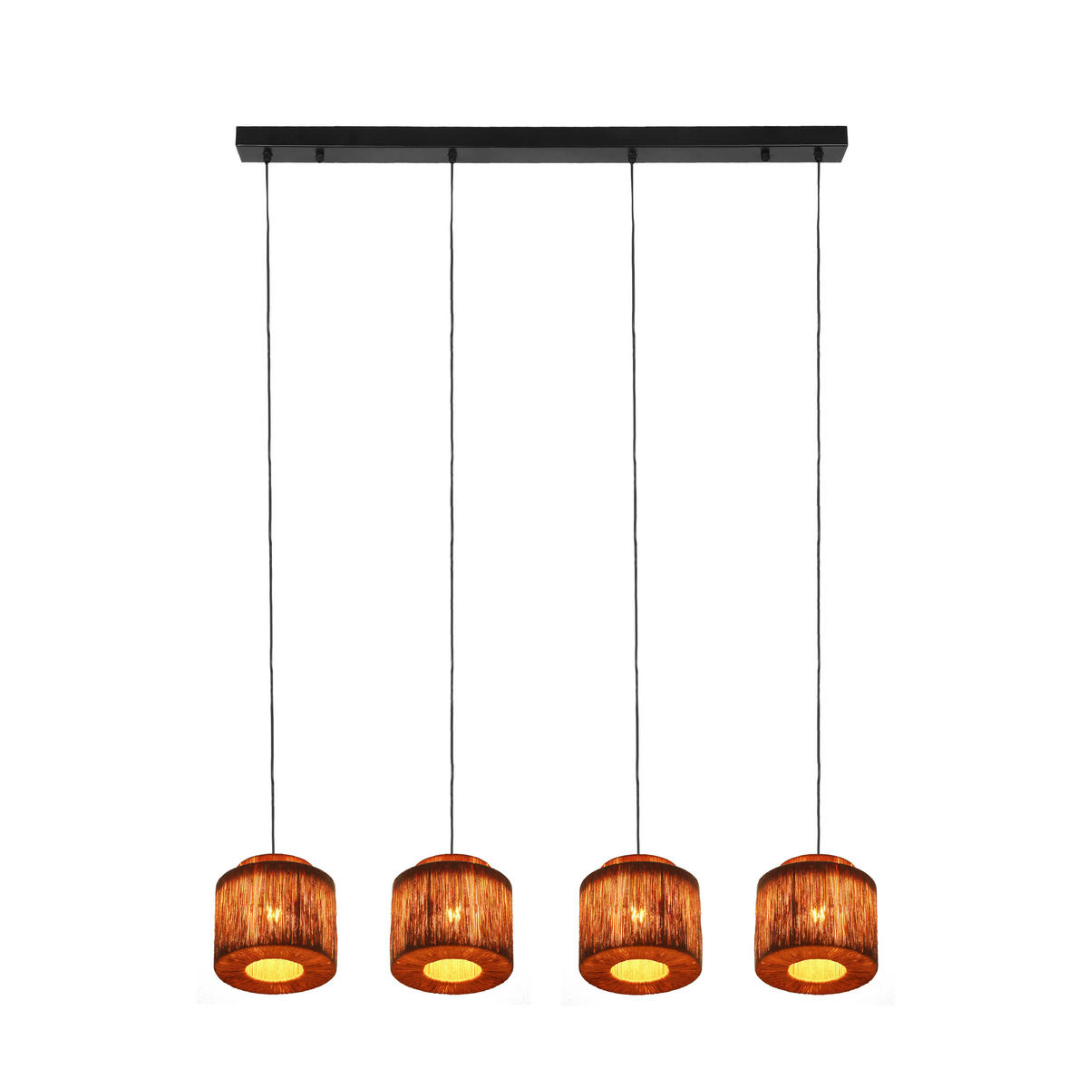 PENDELLEUCHTE 121/20,5/150 cm    - Schwarz/Naturfarben, Natur, Textil/Metall (121/20,5/150cm) - Trio Leuchten