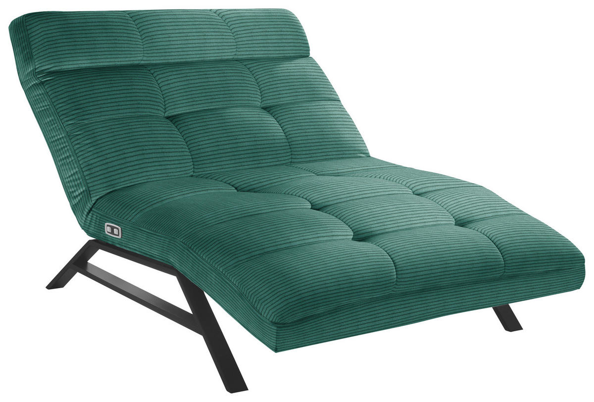 RELAXLIEGE in Cord Grün  - Schwarz/Grün, Design, Textil/Metall (120/54-113/158-198cm) - Pure Home Lifestyle