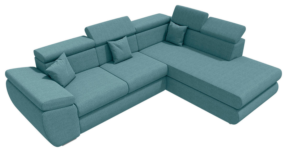ECKSOFA Petrol Struktur  - Chromfarben/Petrol, KONVENTIONELL, Kunststoff/Textil (282/205cm) - Carryhome