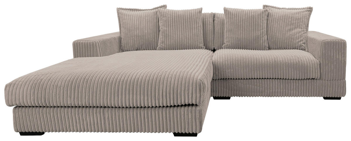 ECKSOFA in Cord Taupe  195/285 cm  - Taupe/Schwarz, Design, Kunststoff/Textil (195/285cm) - MID.YOU