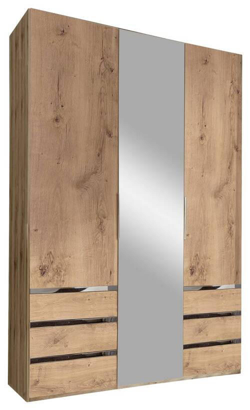 DREHTÜRENSCHRANK in Silberfarben, Eichefarben  - Chromfarben/Eichefarben, Modern, Glas/Holzwerkstoff (150/216/58cm) - MID.YOU