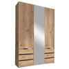 DREHTÜRENSCHRANK in Silberfarben, Eichefarben  - Chromfarben/Eichefarben, Modern, Glas/Holzwerkstoff (150/216/58cm) - MID.YOU