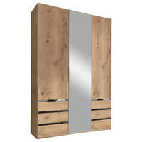 DREHTÜRENSCHRANK in Silberfarben, Eichefarben  - Chromfarben/Eichefarben, Modern, Glas/Holzwerkstoff (150/216/58cm) - MID.YOU