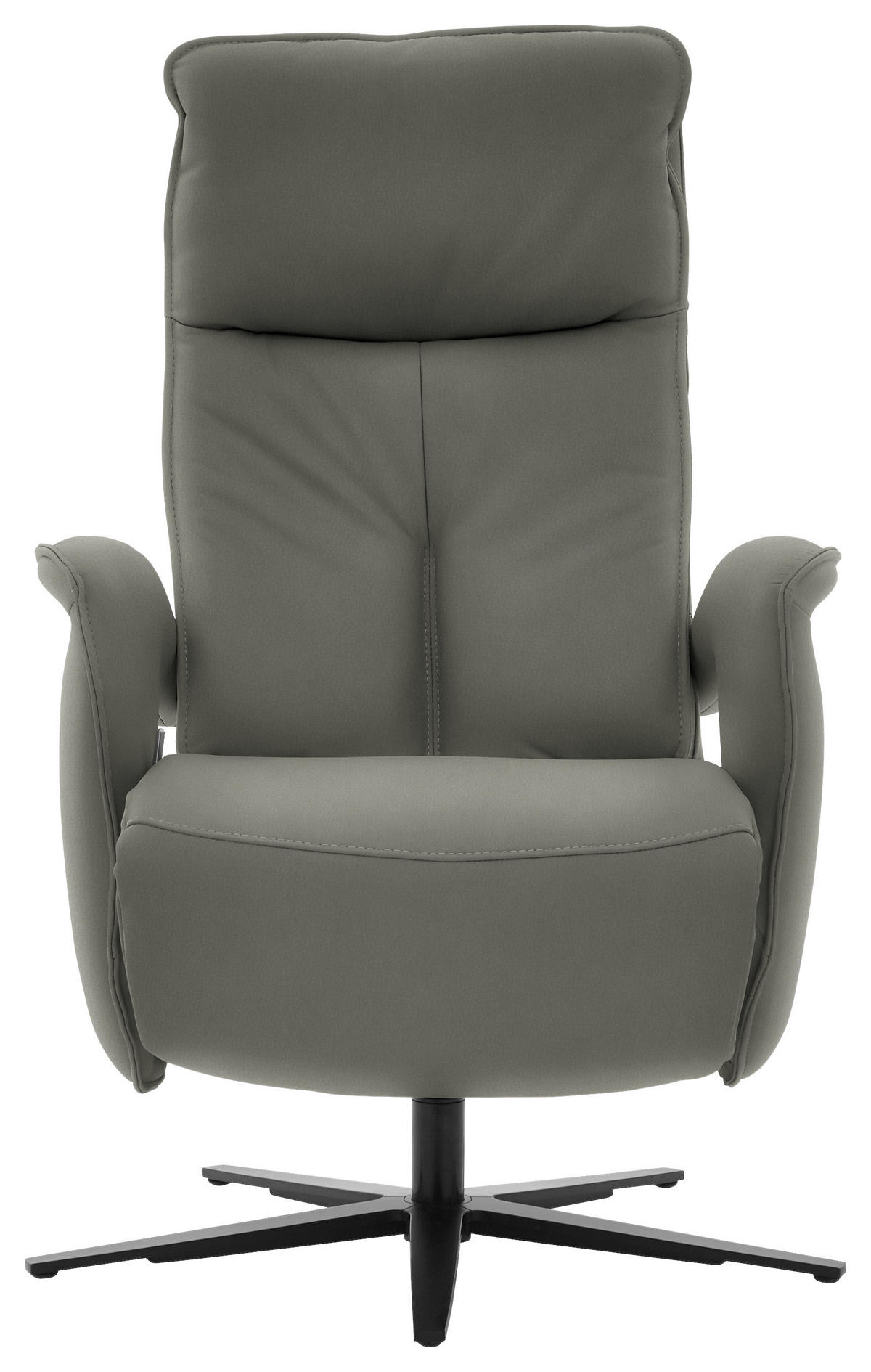 RELAXSESSEL in Leder Grau  - Schwarz/Grau, Design, Leder/Metall (77/110/87cm) - Valdera