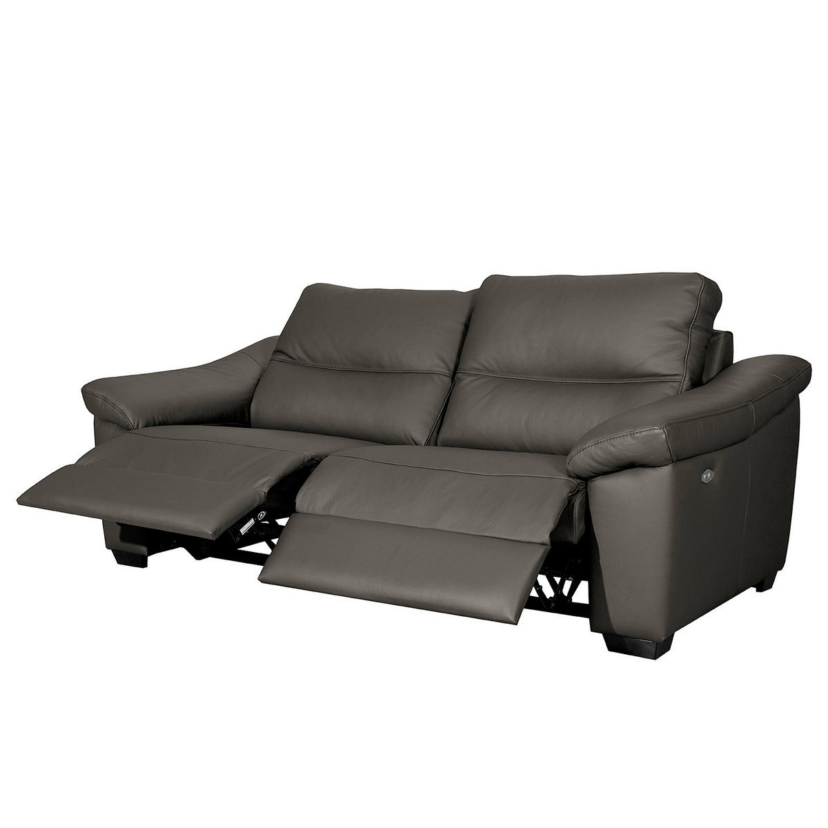2,5-SITZER  in Echtleder Anthrazit   - Anthrazit/Schwarz, Design, Leder/Holz (214/97/97cm) - Livetastic
