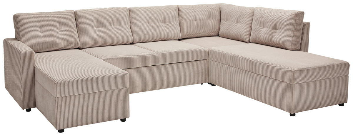 WOHNLANDSCHAFT in Cord Taupe  - Taupe/Schwarz, Konventionell, Kunststoff/Textil (126/293/155cm) - Ti'me