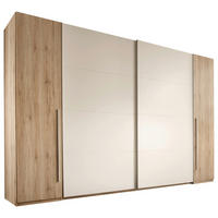 OMARA Z DRSNIMI VRATI, bela, hrast san remo  - bela/barve aluminija, Konvencionalno, kovina/umetna masa (270/225/61cm) - Ti'me