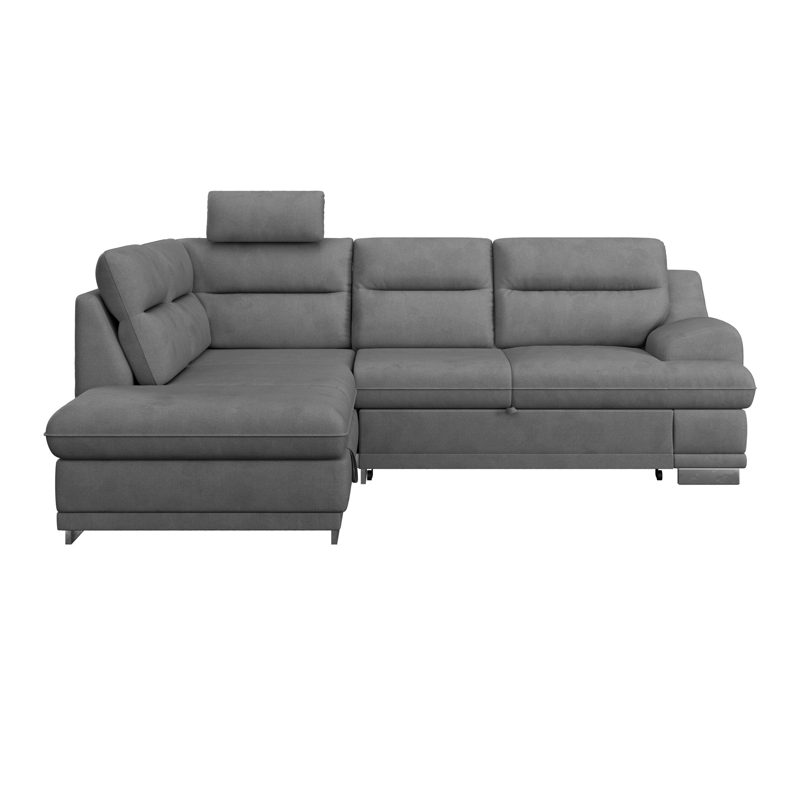 WOHNLANDSCHAFT in Velours Dunkelgrau  - Chromfarben/Dunkelgrau, Konventionell, Textil/Metall (217/264cm) - MID.YOU