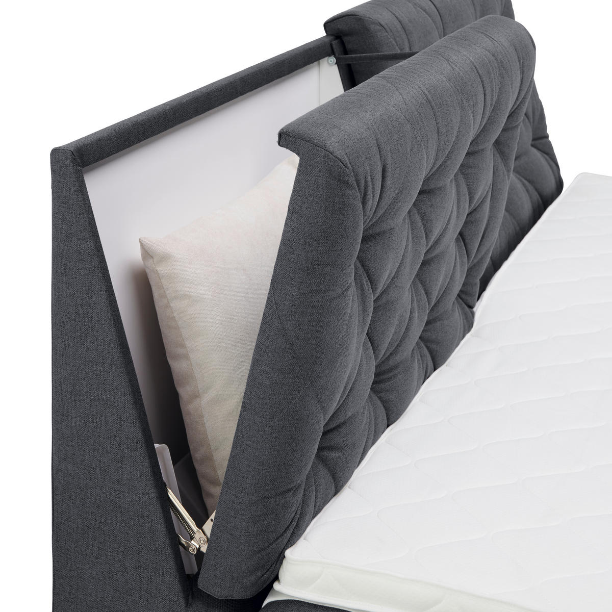 BOXSPRINGBETT 180/200 cm  in Dunkelgrau  - Dunkelgrau/Schwarz, Konventionell, Kunststoff/Textil (180/200cm) - Carryhome