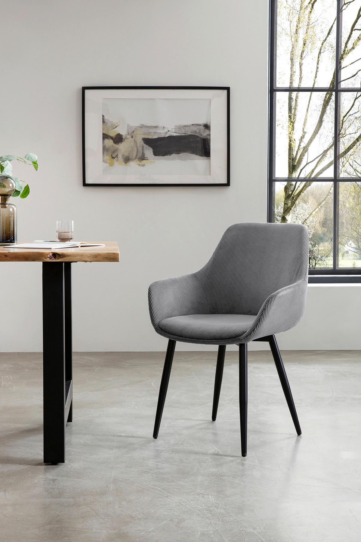 TISCHGRUPPE Grau, Naturfarben  - Naturfarben/Grau, MODERN, Holz/Textil (180/90/76,5cm) - Livetastic