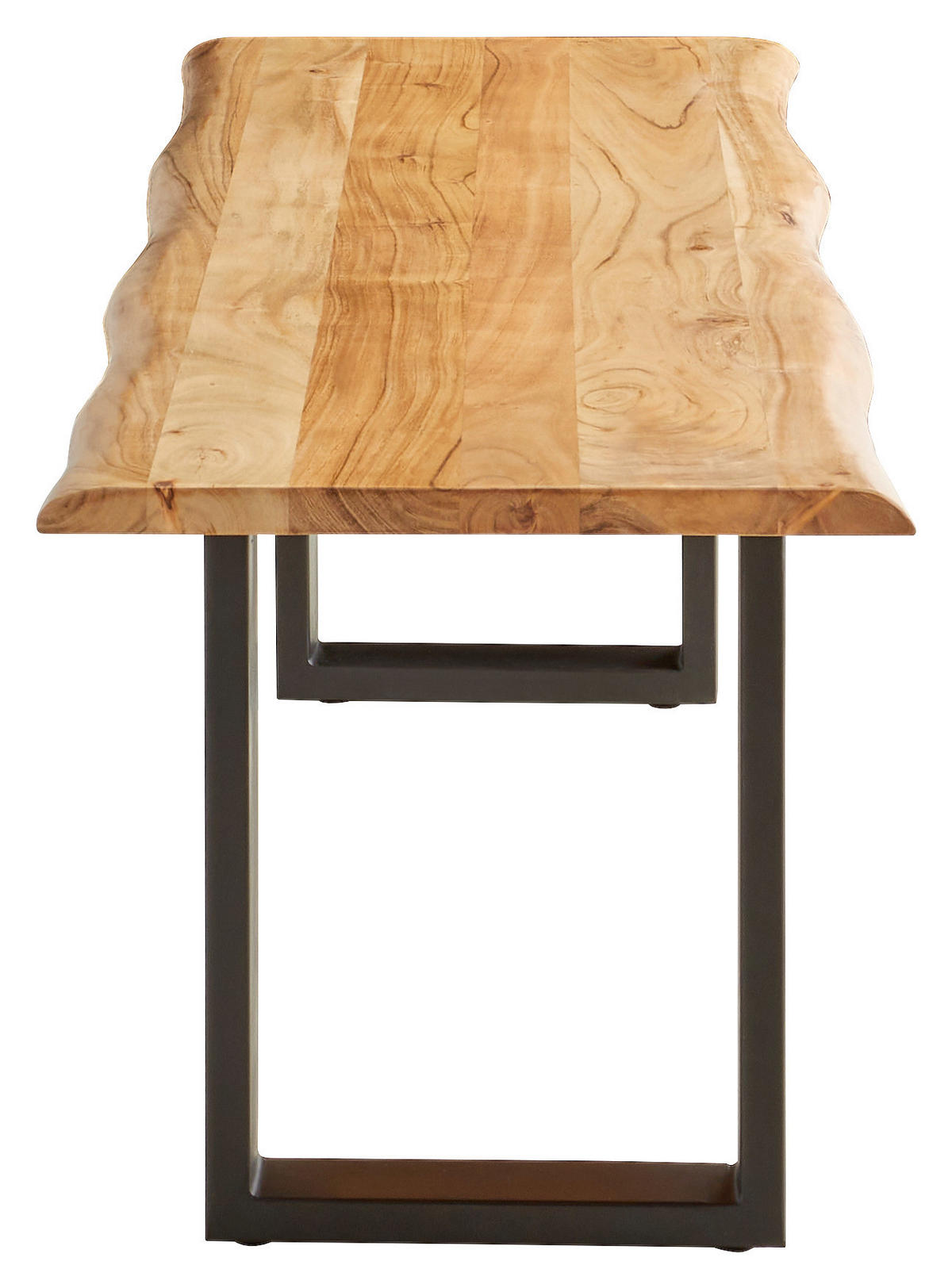 SITZBANK 120/45/45 cm Schwarz, Akaziefarben Akazie vollmassiv  - Schwarz/Akaziefarben, Basics, Holz/Metall (120/45/45cm) - MID.YOU