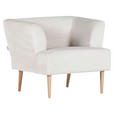 SESSEL in Plüsch Weiß  - Buchefarben/Weiß, Design, Holz/Textil (85/71/80cm) - Hom`in