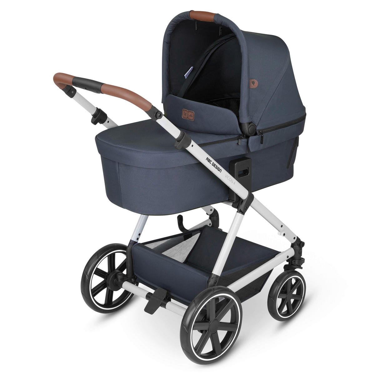 KINDERWAGENSET  Vicon 4  Lake  - Silberfarben/Dunkelblau, Basics, Textil/Metall (91/61/110cm) - ABC Design