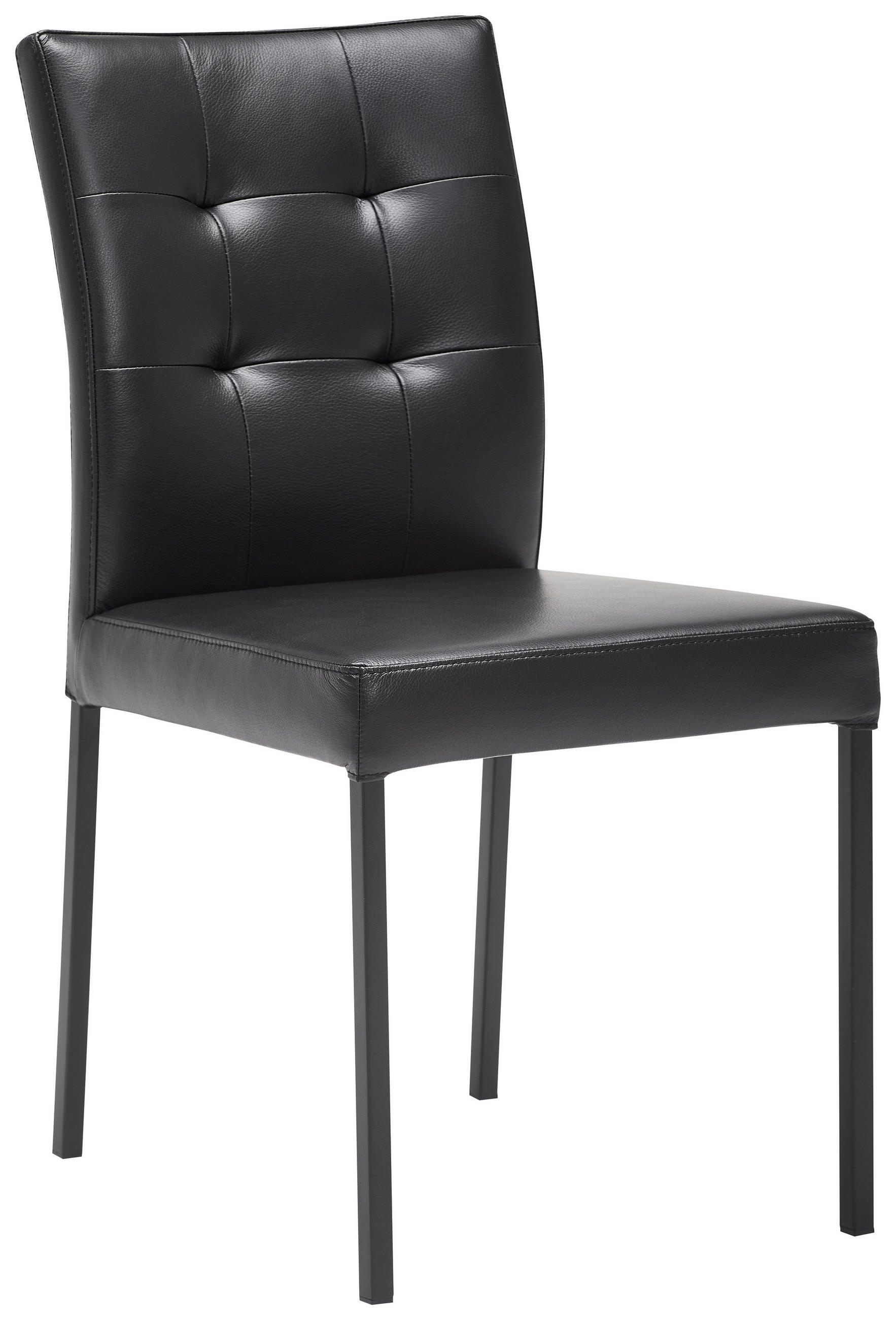 STUHL Echtleder Schwarz  - Schwarz, Design, Leder/Metall (45,5/86/57,5cm) - home24