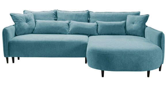 ECKSOFA Blau Chenille  inkl. Zierkissen, Rückenkissen, Nierenkissen, Bettkasten  - Blau/Schwarz, MODERN, Textil/Metall (285/200cm) - Carryhome