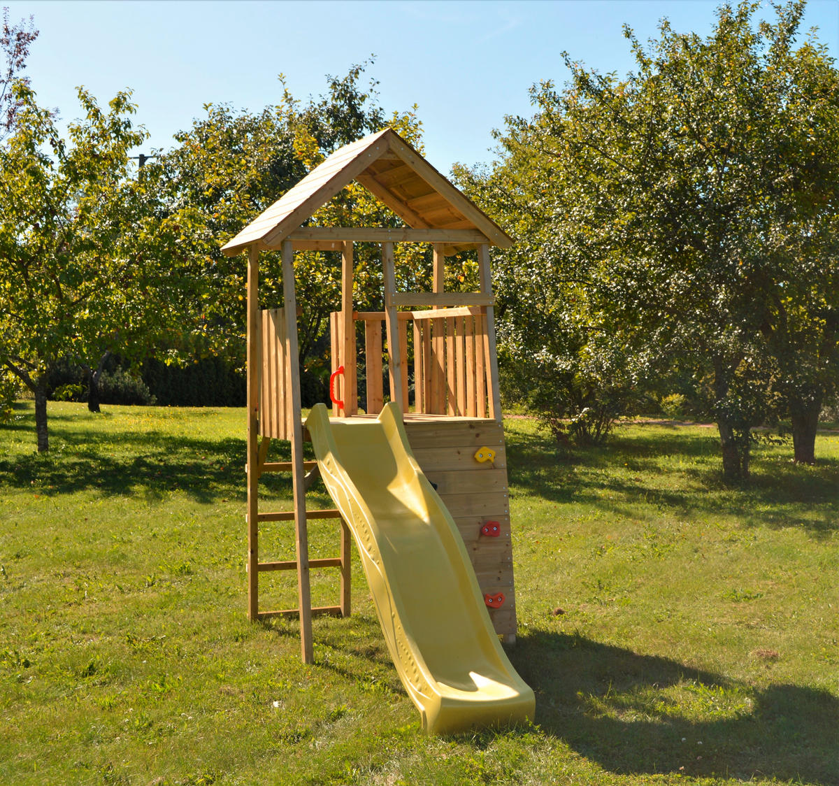 SPIELTURM 110/270/280 cm  - Gelb/Naturfarben, KONVENTIONELL, Holz (110/270/280cm) - Ambia Garden