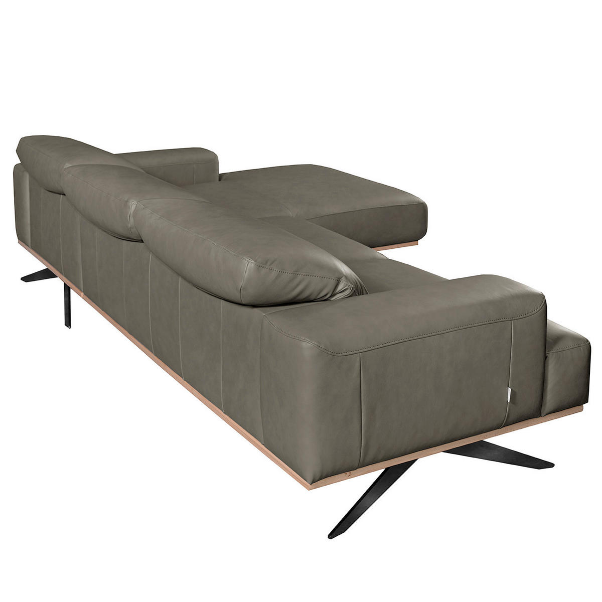 ECKSOFA  in Echtleder Grau  295/187 cm  - Schwarz/Grau, Design, Leder/Metall (295/187cm) - Livetastic
