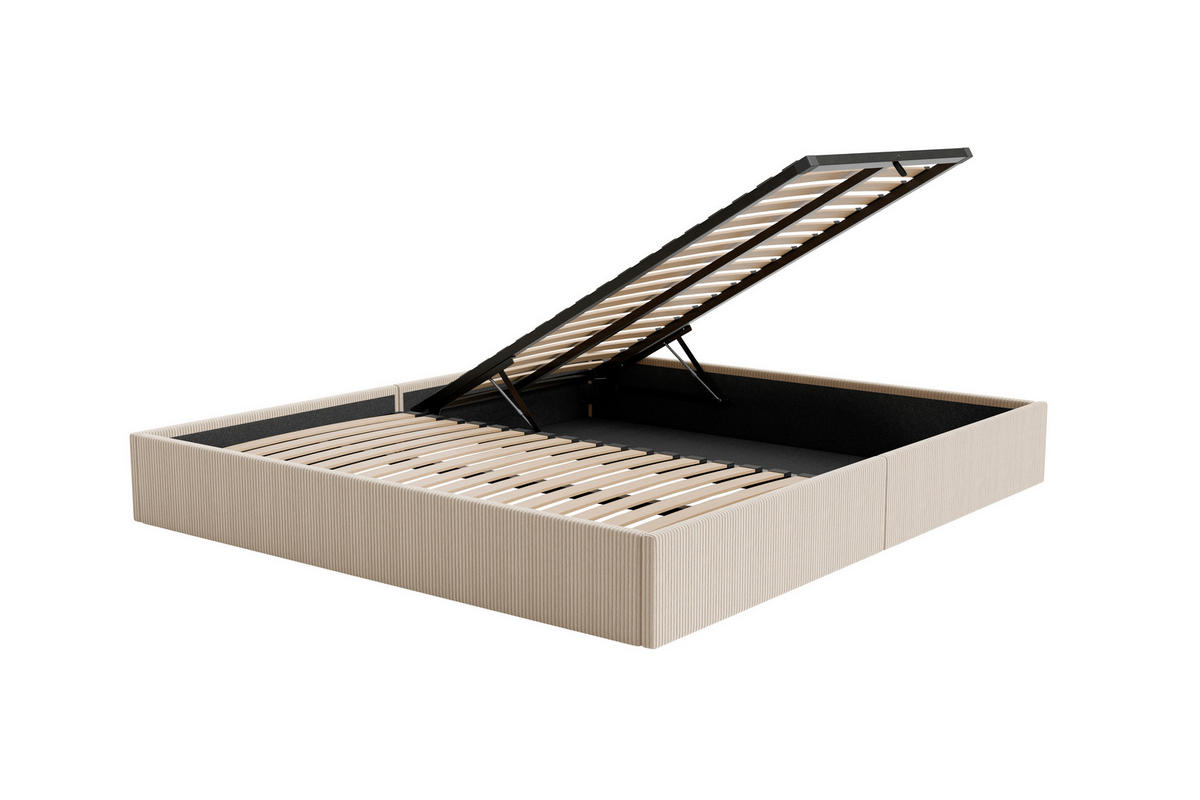 POLSTERBETT 240/200 cm,  in Creme, Lattenrost, Bettkasten,  - Creme/Schwarz, Design, Holz/Textil (240/200cm) - Boxxx