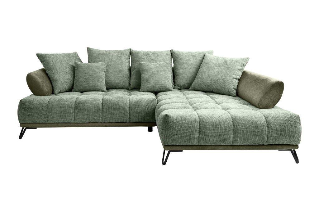 HÖRNSOFFA i chenille grön  - grön/svart, Modern, metall/textil (262/184cm) - MID.YOU
