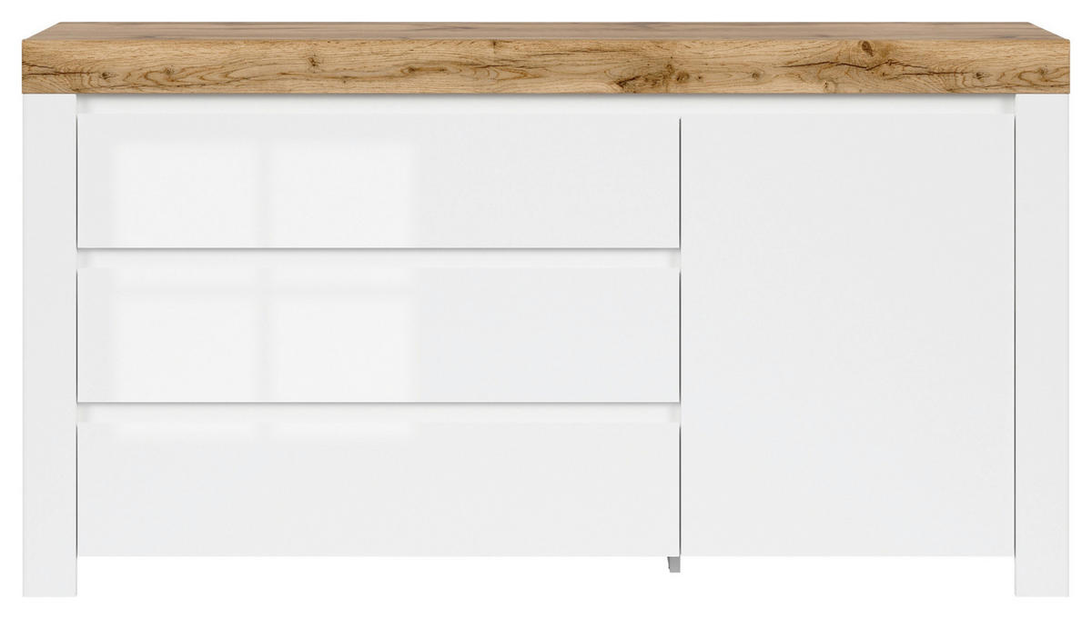 KOMÓD 156/83,5/42 cm  - Wotan tölgy/fekete, Design, műanyag/faalapú anyag (156/83,5/42cm)