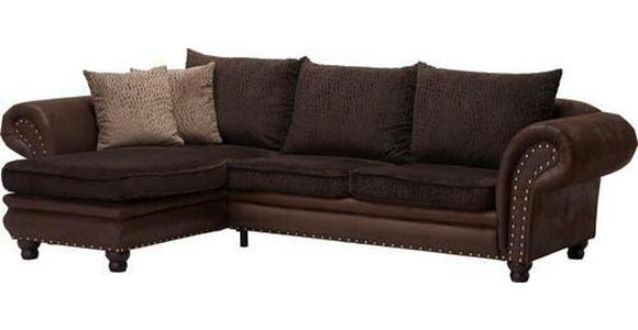 ECKSOFA Braun Mikrofaser  - Dunkelbraun/Braun, LIFESTYLE, Holz/Textil (180/302cm) - Landscape